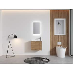 22 in. W x 13 in. D x 19 in. H Floating Bath Vanity in Imitative Oak with Single White Porcelain Sink and Top
