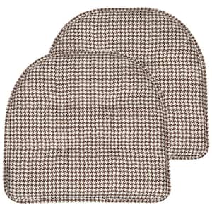 Brown, Houndstooth Stitch Memory Foam U-Shaped 16 in. x 16 in. Non-Slip Indoor/Outdoor Chair Seat Cushion (4-Pack)