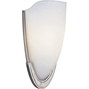1-Light Brushed Nickel Wall Sconce with Etched Glass
