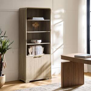 JAYDEN CREATION Jose 78 in. Tall Acorn Wood 6-Shelf Bookcase with