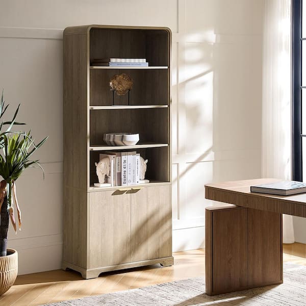 JAYDEN CREATION Jose 78 in. Tall Seadrift Wood 6-Shelf Bookcase