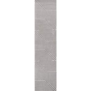 Odense High-Low Minimalist Angle Geometric Gray/Ivory 2 ft. x 8 ft. Indoor/Outdoor Runner Rug