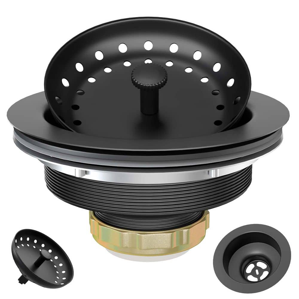 2.25 in. H x 4.44 in. W x 4.44 in. D Black Stainless Steel Sink Drain with Strainer Basket and Drain Stopper price history on PriceWatchPro