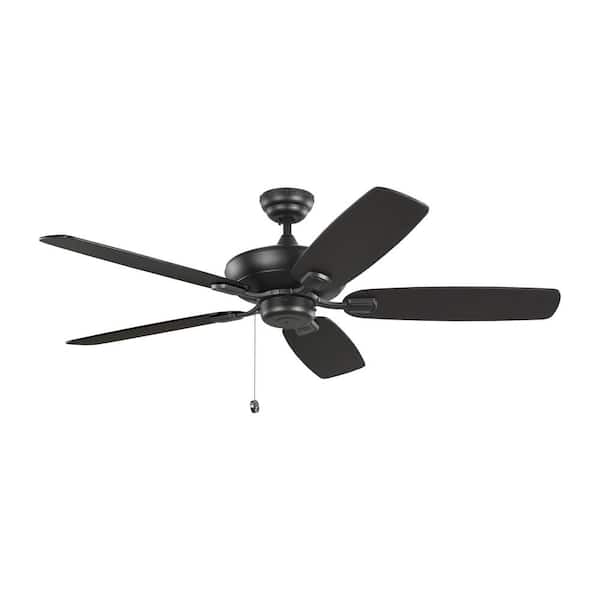 Generation Lighting Colony Max 52 in. Transitional Matte Black Ceiling Fan with Matte Black and American Walnut Reversible Blades