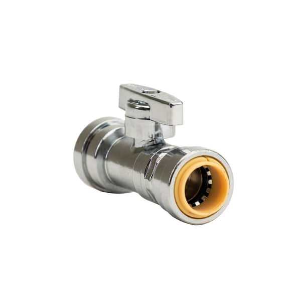 QUICKFITTING 1/2 in. Push-to-Connect x 1/2 in. Push-to-Connect Chrome Plated Brass Quarter-Turn Straight Stop Valve