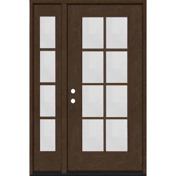 Steves & Sons Regency 53 in. x 80 in. Full Lite 8 Lite Clear Glass RH Hickory Stain Mahogany Fiberglass Prehung Front Door w/14in.SL