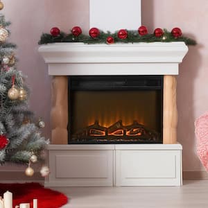 23 in. Electric Fireplace Insert, Ultra Thin Heater with Log Set Realistic Flame, Remote Control