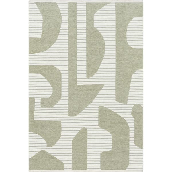 nuLOOM Grania Light Green 7 ft. 10 in. x 10 ft. Modern Abstract Reversible Machine Washable Area Rug