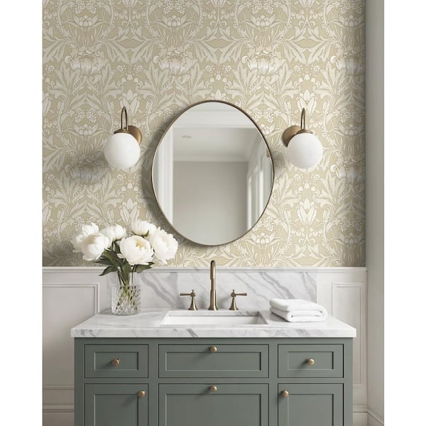 30.75 sq. ft. Pashmina Wool The Marryshow Vintage Vinyl Peel and Stick Wallpaper Roll