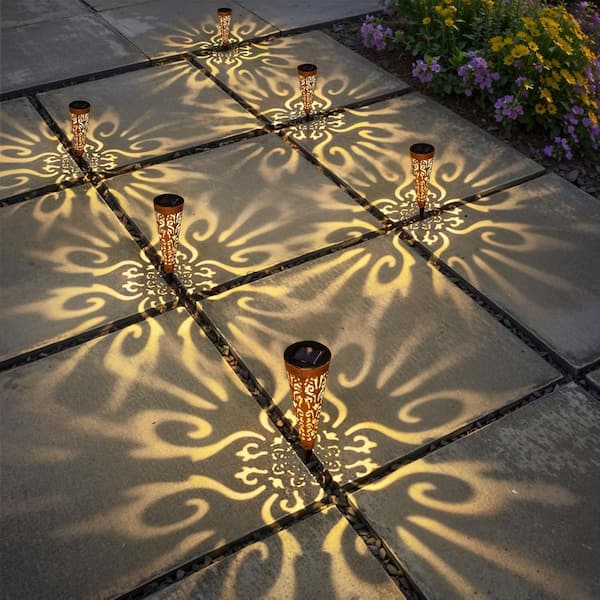 12.6 in. Vintage Copper ABS Solar Garden Lights-Garden Torch