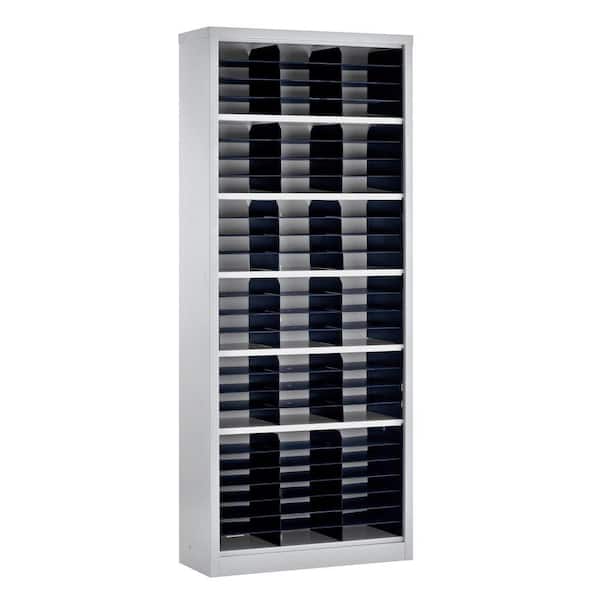 Sandusky 84 in. H x 34.5 in. WH x 13 in. D Steel Commercial Literature Organizer Shelving Unit in Gray