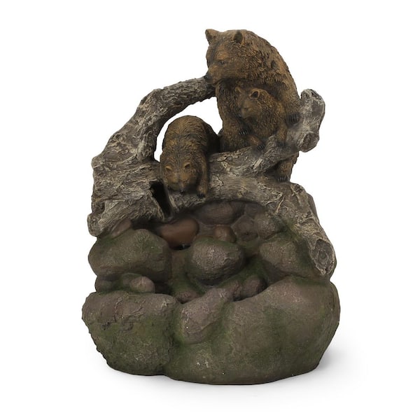 24.75 in. High Callan Fountain Weather Resistant Floor Fountain Garden Decor with Light Brown Plus Moss
