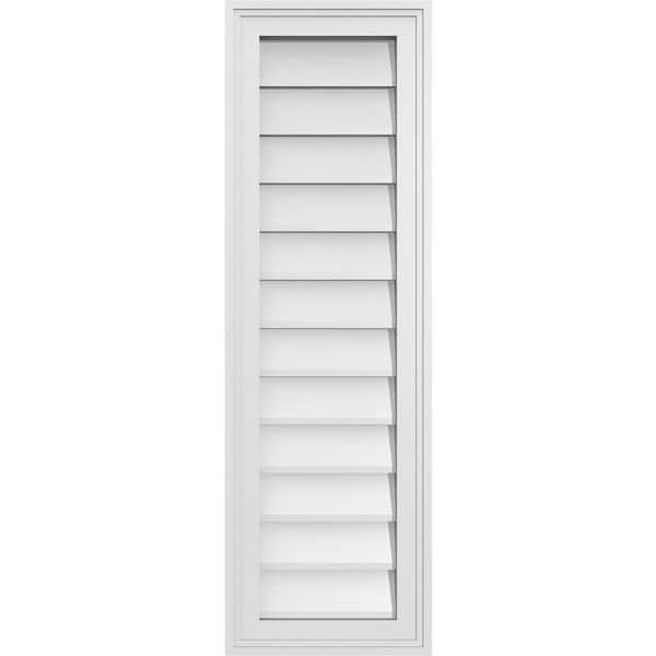 Ekena Millwork 12" x 38" Vertical Surface Mount PVC Gable Vent: Non-Functional with Brickmould Frame