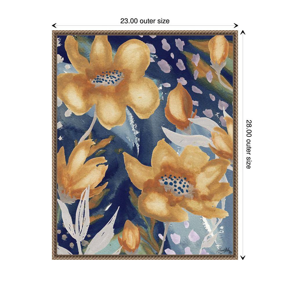 Golden Floral and Silver Petal Abstract Canvas Art