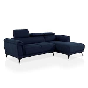 Rischer 98.75 in. W 2-Piece Fabric Sectional Sofa in Blue
