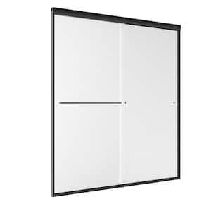 56 in. to 60 in. W x 70 in. H Sliding Glass Shower Door in Matte Black Finish with Rain Tempered Glass