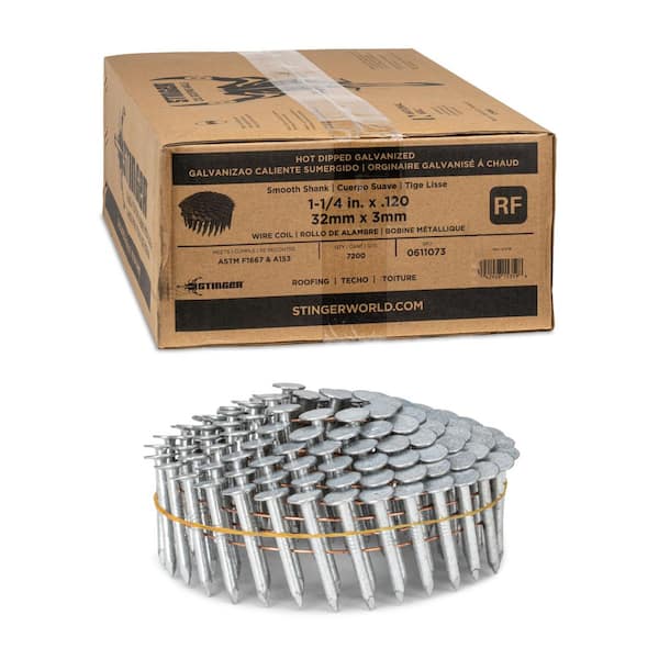 1-1/4 in. x .120 15-Degree Smooth Shank Wire Coil Roofing Nails (7200 - Per Box)