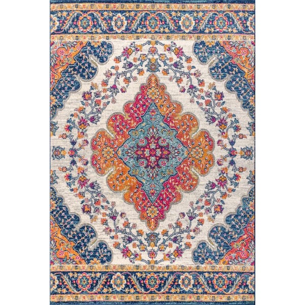 Bohemian FLAIR Boho Vintage Medallion Blue/Multi 12 ft. x 18 ft. Area Rug