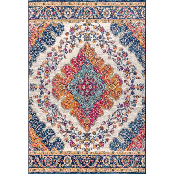 Bohemian Flair Boho Vintage Medallion Blue/Multi 6 ft. x 9 ft. Area Rug