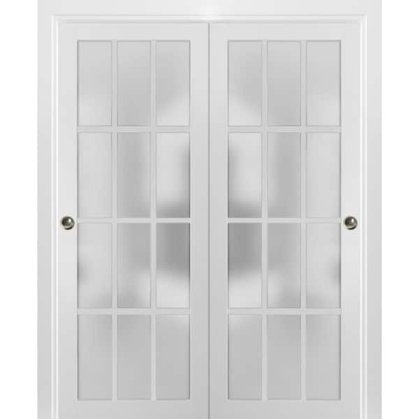 Sartodoors 3312 64 In. X 96 In. 1 Panel Frosted Glass White Finished ...