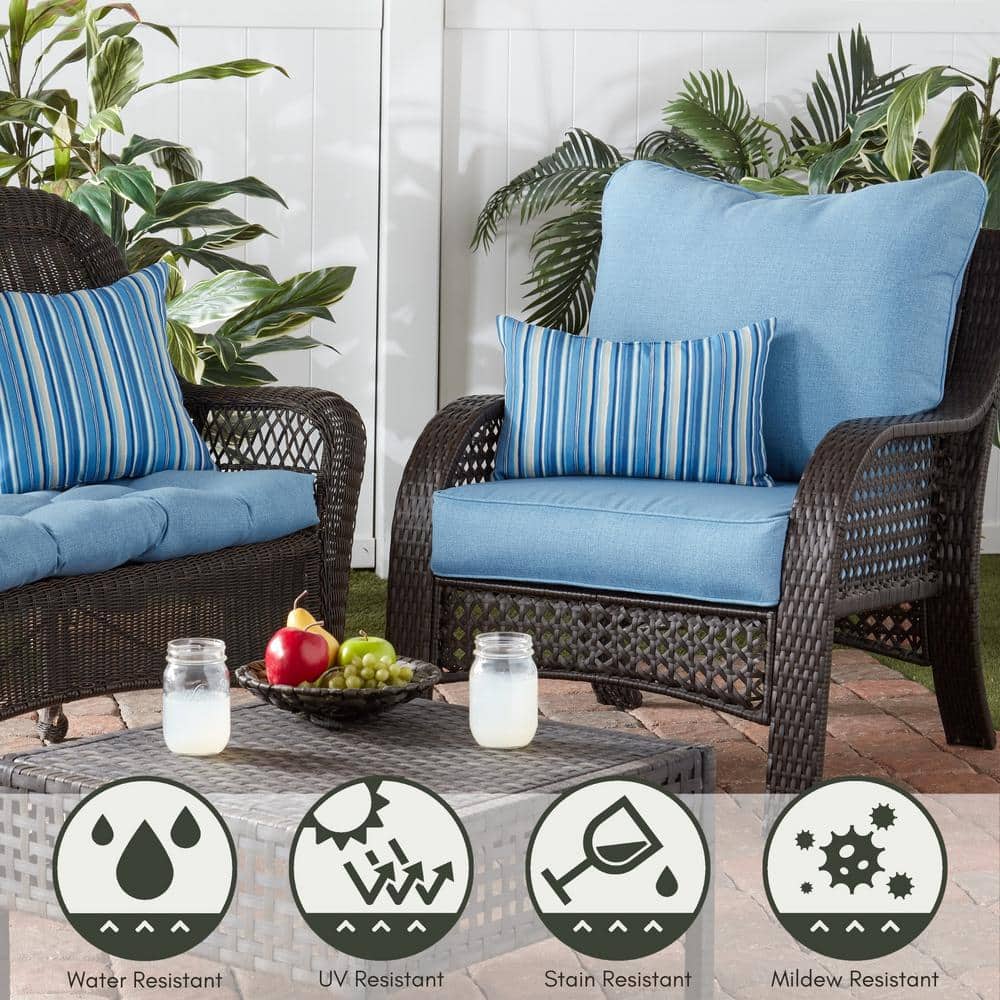 Sapphire Stripe Outdoor Lumbar Throw Pillow Set