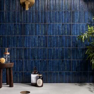Mawr Blue 5.9 in. x 11.81 in. Polished Fluted Ceramic Wall Tile (9.68 sq. ft./Case)