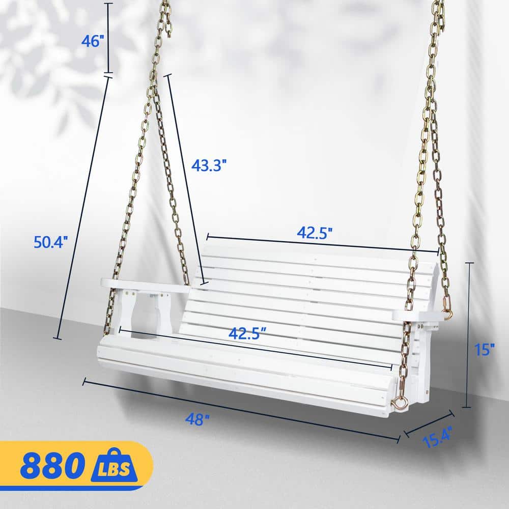 White Moisture-Proof Light Wood Outdoor Swing Chair