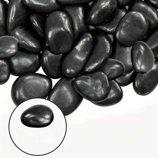 38 lbs Black Stone Garden Rocks Pebbles 1-3 inch Large Polished River Rocks for Outdoor Landscaping, Plants Pots, Vases