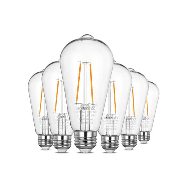 EDISHINE 60-Watt Equivalent ST64 Dusk to Dawn E26 Medium Edison LED Light Bulb, 2700K Warm White (6-Pack)