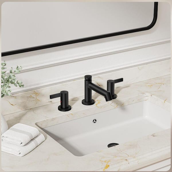 Kadilac 3 Hole Matte Black Bathroom Sink Faucet, 8 Inch Widespread