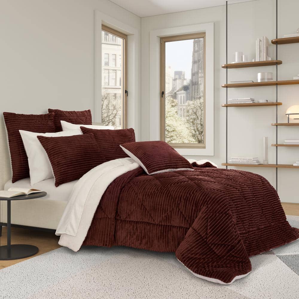 Emmett Brick Polyester Full/Queen 3-Pieces Comforter Set