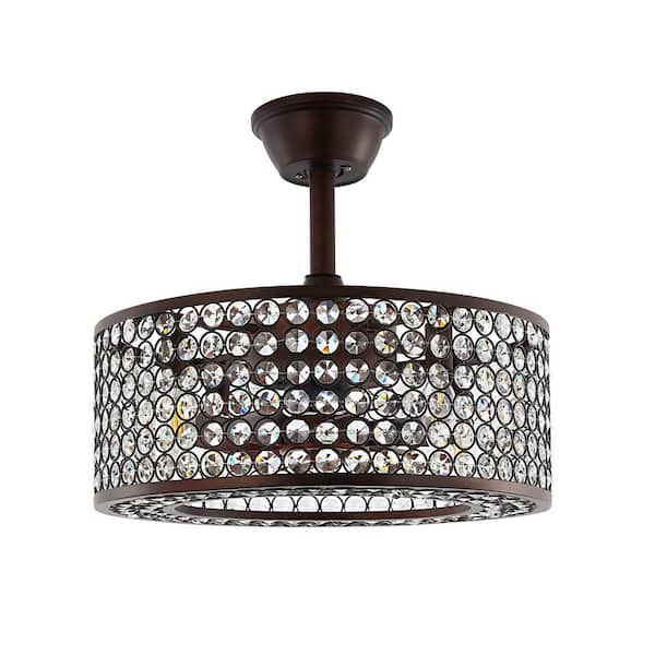 MLiAN 18 in. Indoor Bronze Crystal Caged Ceiling Fan with Light Kit and Remote Control