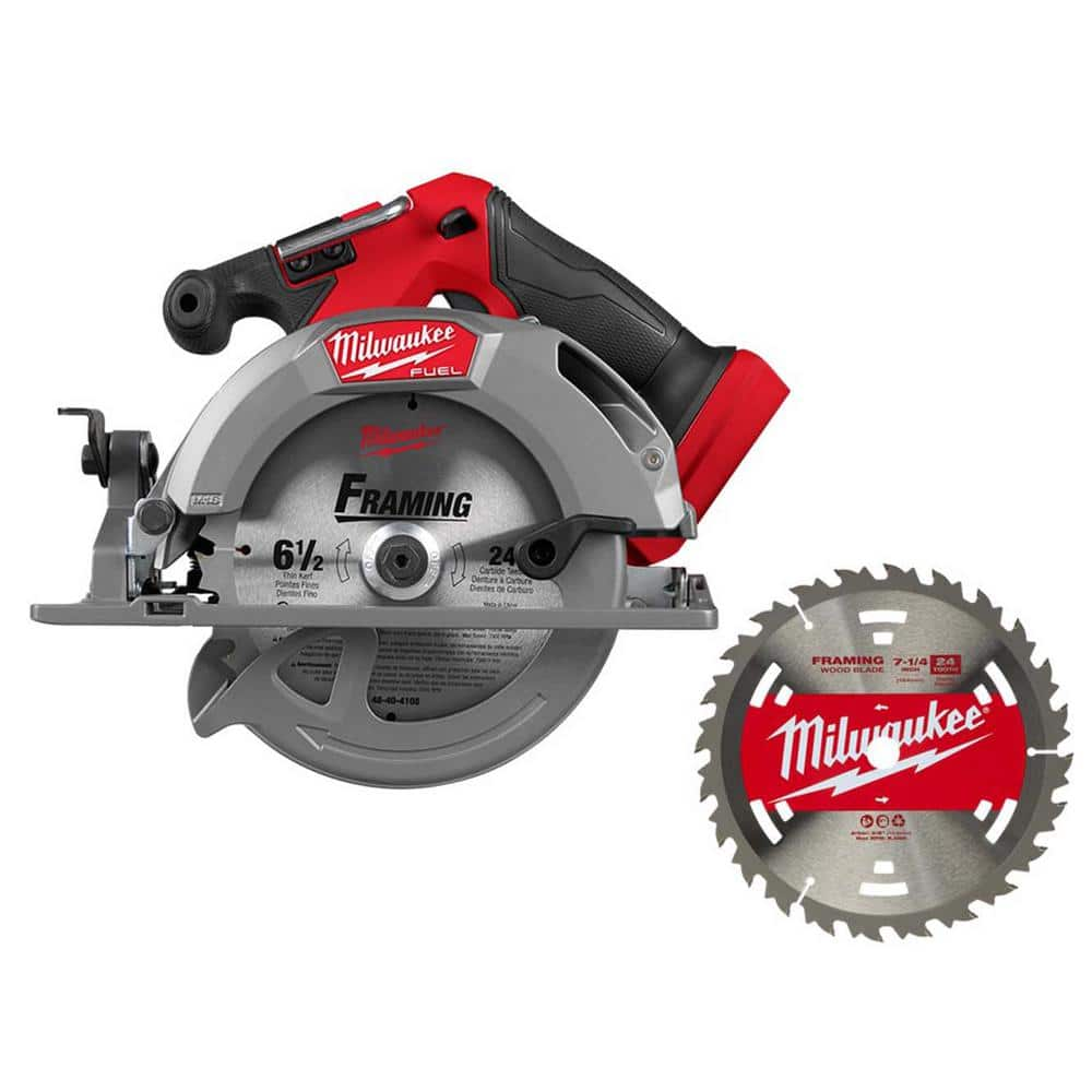 M18 FUEL 18V Lithium-Ion Brushless Cordless 6-1/2 in. Circular Saw (Tool-Only) with 24-Tooth Carbide Framing Blade -  Milwaukee