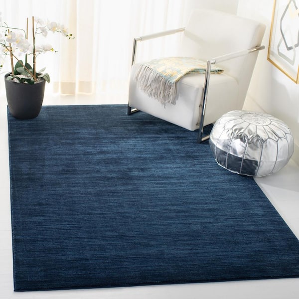 Vision Navy 3 ft. x 3 ft. Solid Marle Square Area Rug