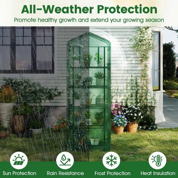 Costway 69 in. x 48 in. x 75 in. Mini Greenhouse with 5 Tier