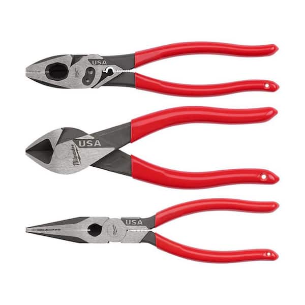 Milwaukee Linesman Plier with Crimper with 8 in. Long Nose Plier and 6 in. Diagonal Plier