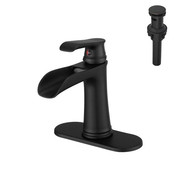 Flynama Flanna Single-Handle Single-Hole Bathroom Faucet with Deckplate ...