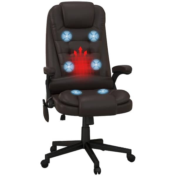 HOMCOM 22.4" x 26.8" x 47.6" Dark Brown PU Leather Heated Adjustable Executive Chair with Arms