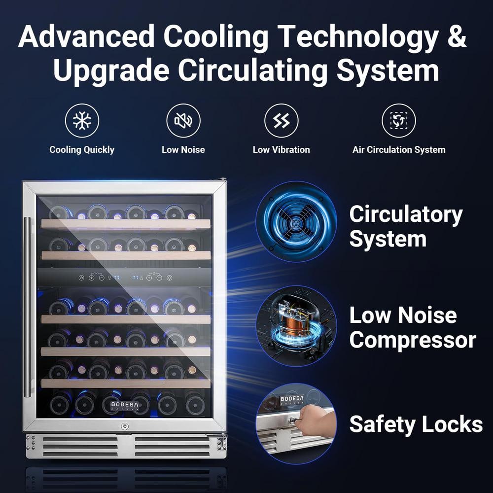 24-Inch Stainless Steel Dual Zone Wine Cooler with LED Lighting