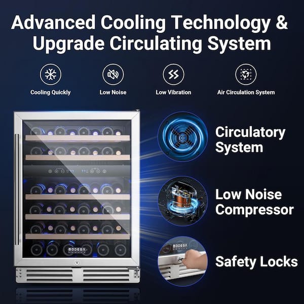 BODEGA 24 in. Dual Zone 46-Wine Bottles Beverage & Wine Cooler