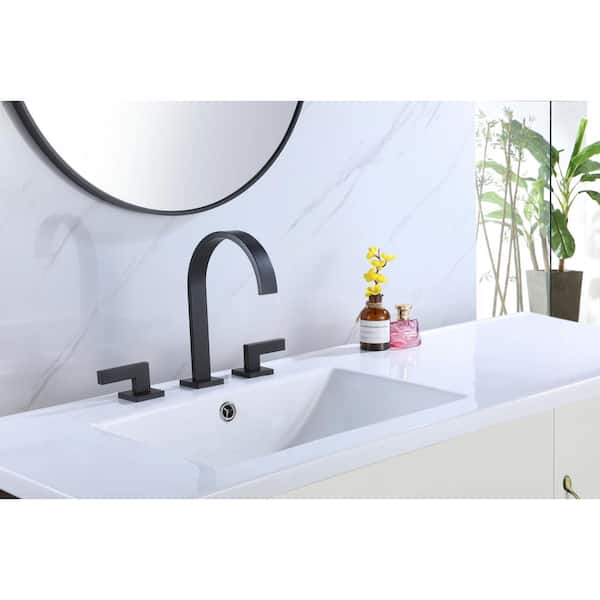 Nestfair 8 in. Widespread Double Handle Bathroom Faucet in Matte Black (1-Pack)