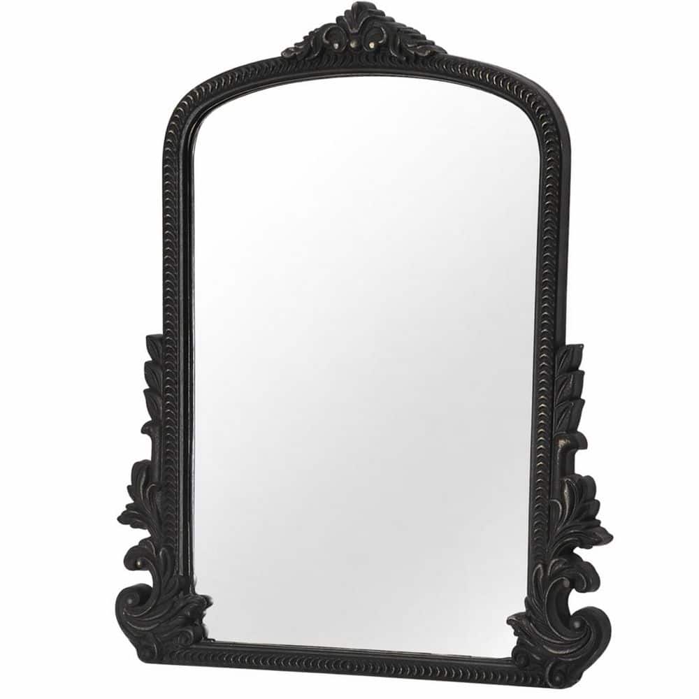 16 in. W x 20 in. H Rustic Black Arched Baroque Carved Wood Framed Wall Mirror for Living Room and Bedroom price history on PriceWatchPro