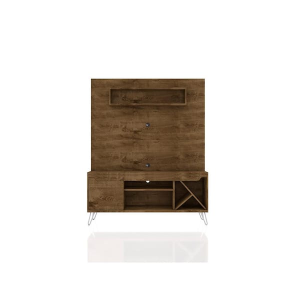 Luxor Baxter 54 in. Rustic Brown Composite Entertainment Center Fits TVs Up to 55 in. with Wall Panel