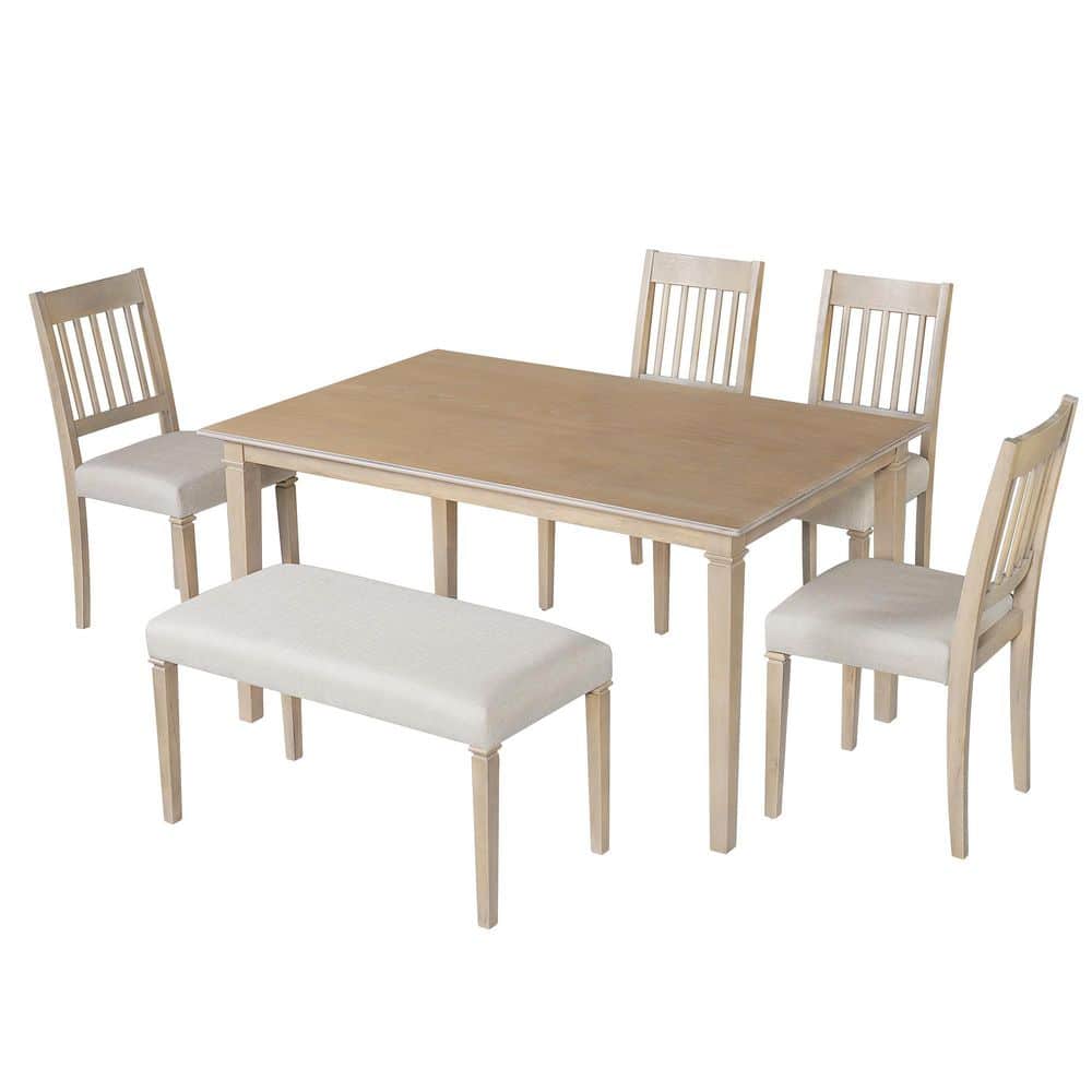 6-Piece Rubber Wood Outdoor Conversation Patio Furniture Set with Beige Cushions price history on PriceWatchPro