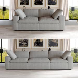 80.32 in. Linen Flannel Flannel Upholstered Loveseat Living Room 2-Wide Seats Sofa Couch, Gray