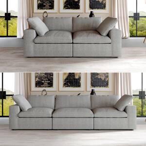 80.32 in. Linen Flannel Flannel Upholstered Loveseat Living Room 2-Wide Seats Sofa Couch, Gray