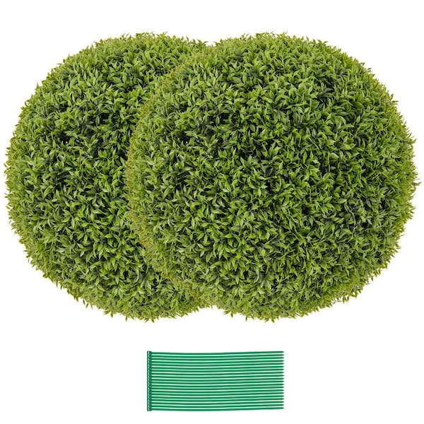 1.7 ft. Green Artificial Boxwood Topiary Ball Tree Plant for In-Outdoor Decor (2-Pack)