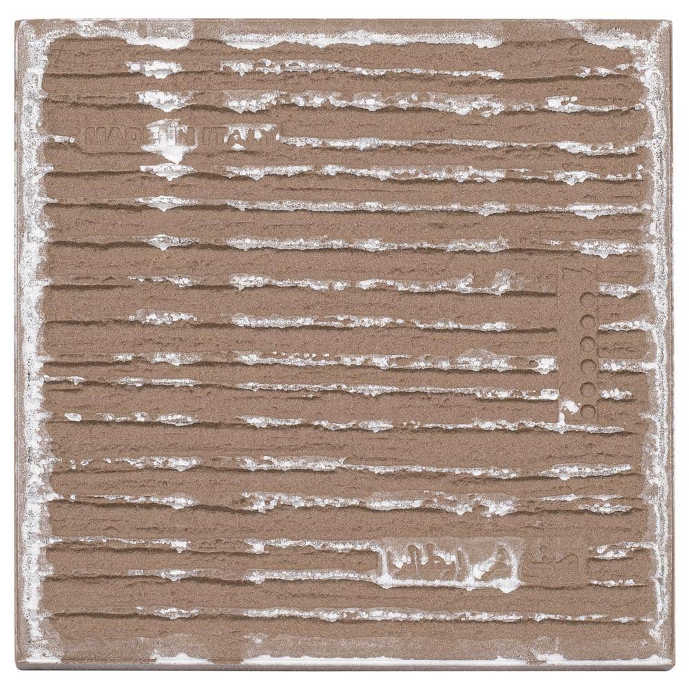 Bliss 8" Brown and White Porcelain Patterned Tile