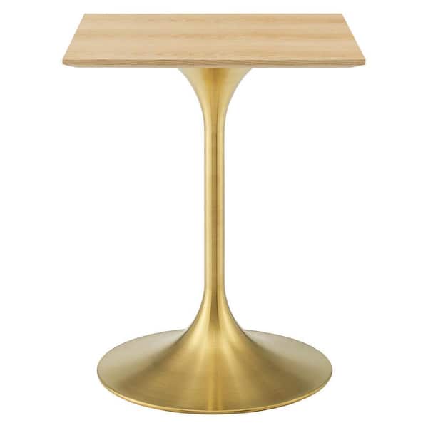 MODWAY Lippa 24 in. Square Natural Wood Top with Gold Metal Frame (Seat 2)