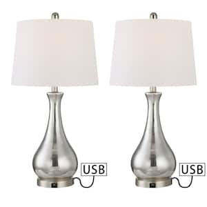 Denver 27 .25'' Nickel Table Lamp Set with USB (Set of 2)